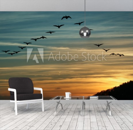 Picture of Bird Migration at Sunset